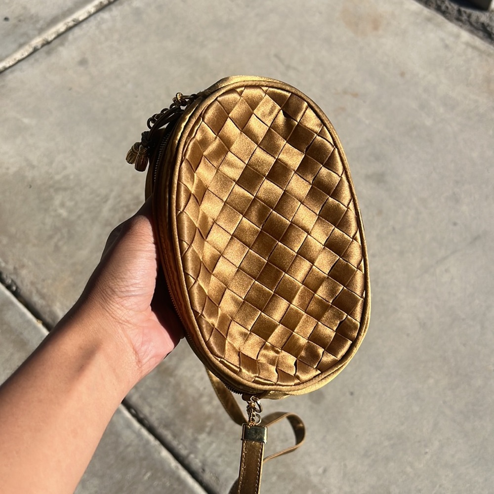 Bottega Veneta Woven Cloth Crossbody Vintage Purse Gold - Picture 6 of 8
